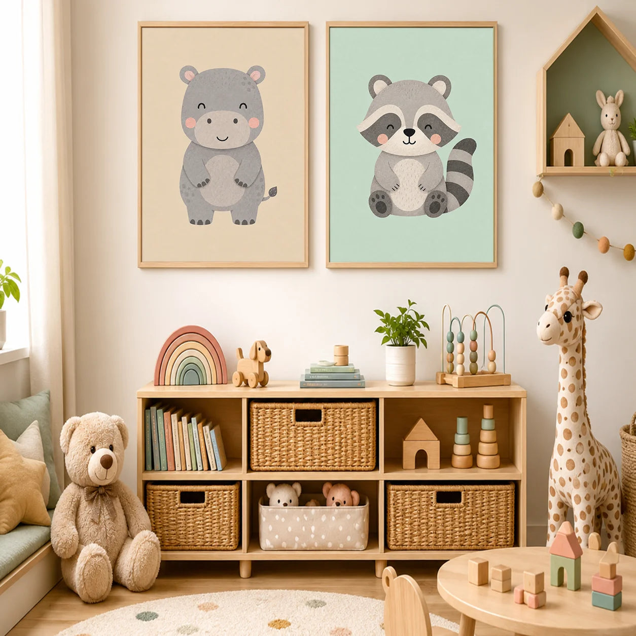 Nursery Animal Wall Art Cute Wildlife Canvas Painting Nordic Poster Print For Kids Bedroom Wall Decor Peaceful Pleasures Health and Wellness