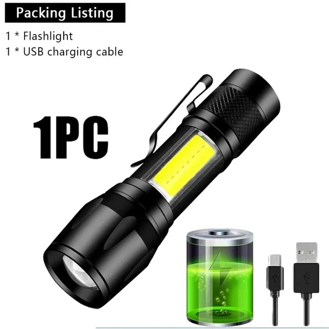 KDULIT Rechargeable LED Flashlight – Zoomable 3-Mode Torch