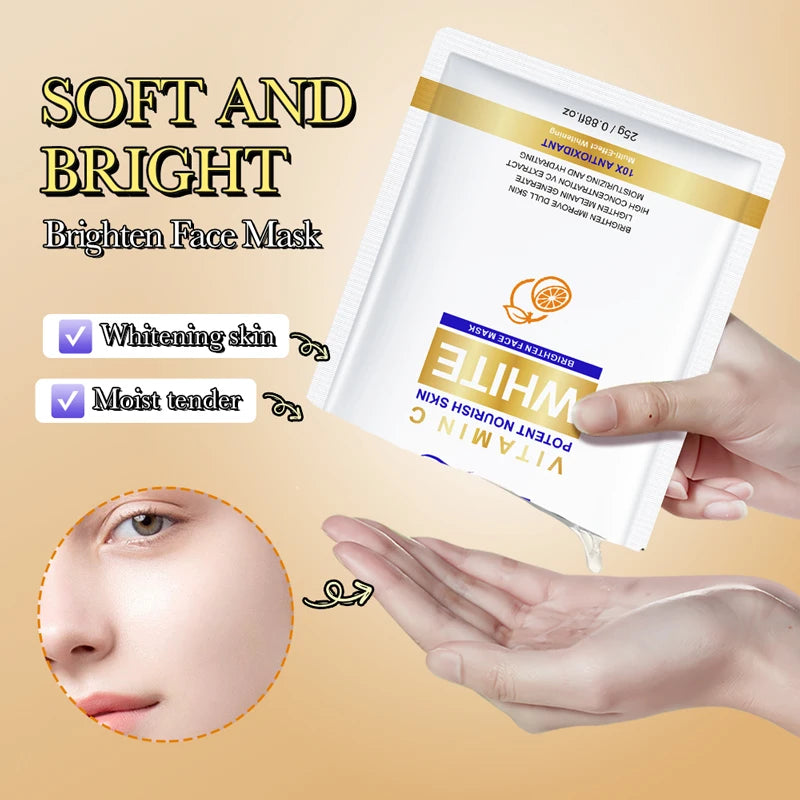 BIOAQUA Vitamin C Whitening Sheet Mask 10pcs – Anti-Aging