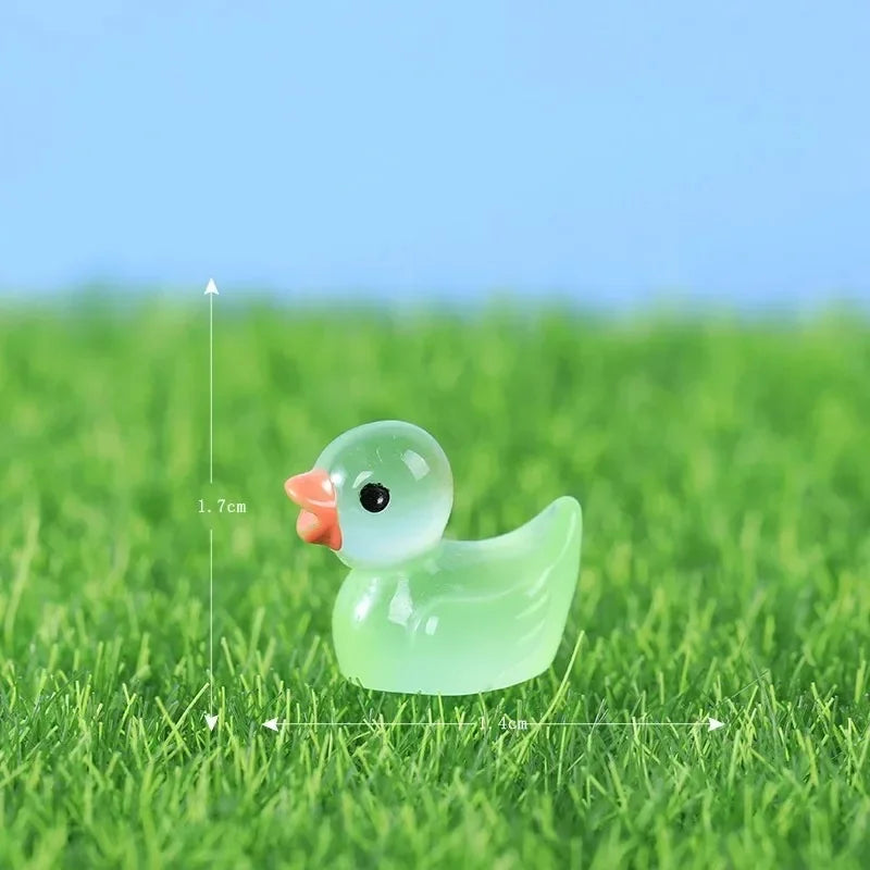 Glow-in-the-Dark Mini Duck Ornaments | Resin Decor 10pcs