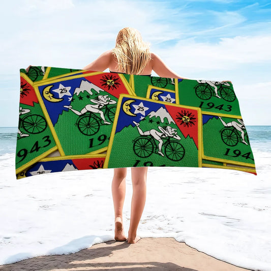LSD 1943 Albert Hofmann Quick-Dry Beach Towel | Travel & Gym Quick-Dry Beach Towel Peaceful Pleasures Health and Wellness