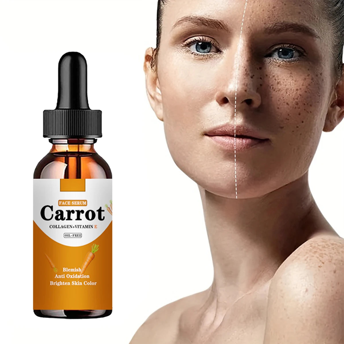 New Carrot Essence Essential oils Dark Spot Corrector Face Whitening Serum Brighten Blemish Freckle Remover 100% Natural Peaceful Pleasures Health and Wellness
