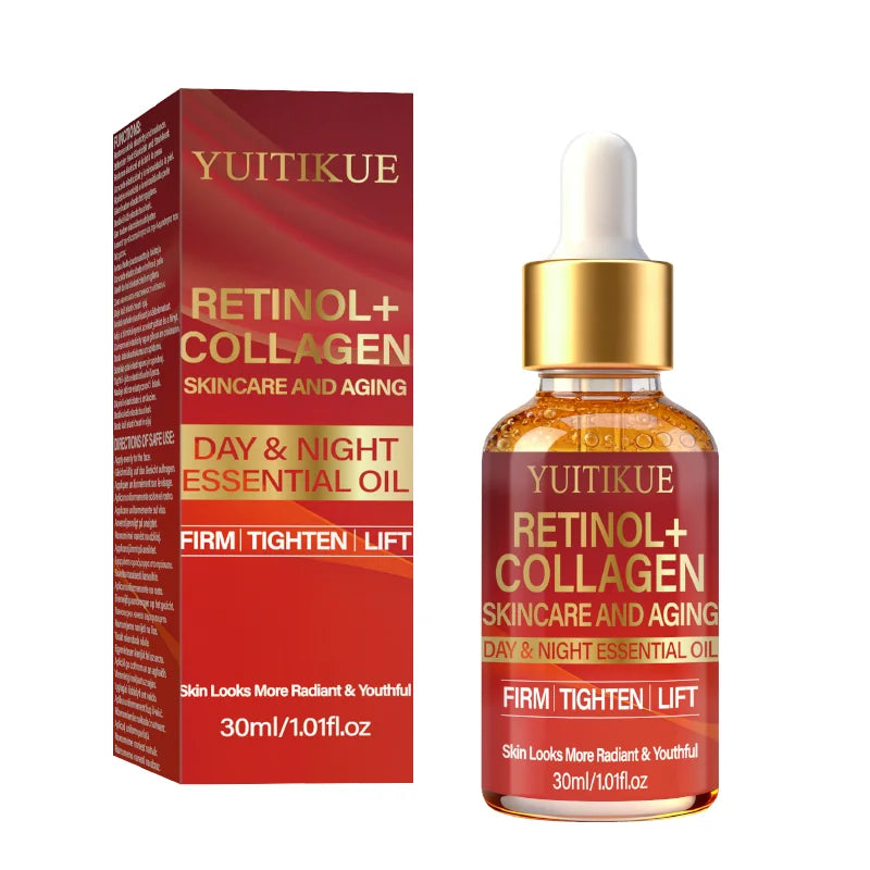 YUITIKUE Retinol + Collagen Essential Oil 30ml Day & Night Firming, Tightening & Lifting Anti-Aging Serum Peaceful Pleasures Health and Wellness 1pc