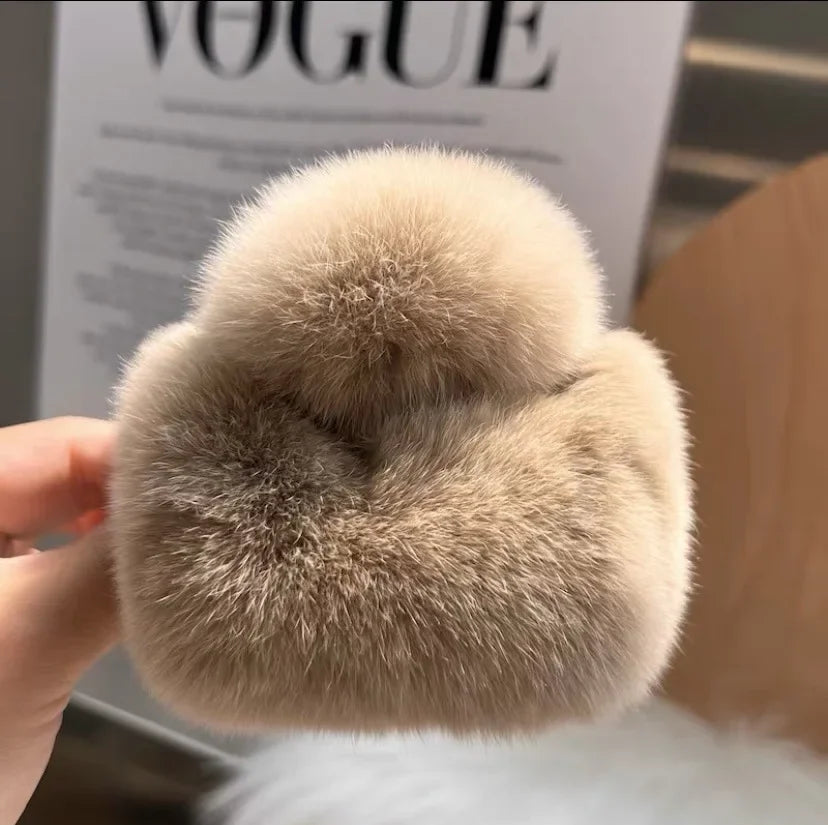 Otter Rabbit Fur Clip Korean Furry Hair Clip Cute Furry Shark Clip Headband Back of The Head Hair Clip Fashionable and Versatile Peaceful Pleasures Health and Wellness S7073-01
