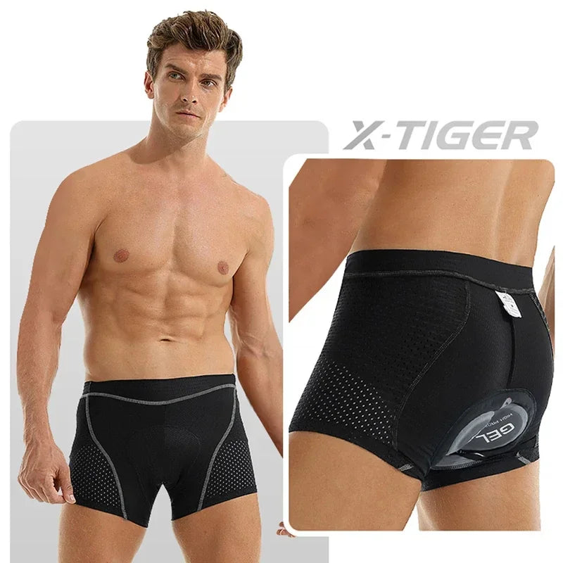 X-TIGER Men's 5D Gel Pad Cycling Shorts – Breathable MTB Boxer