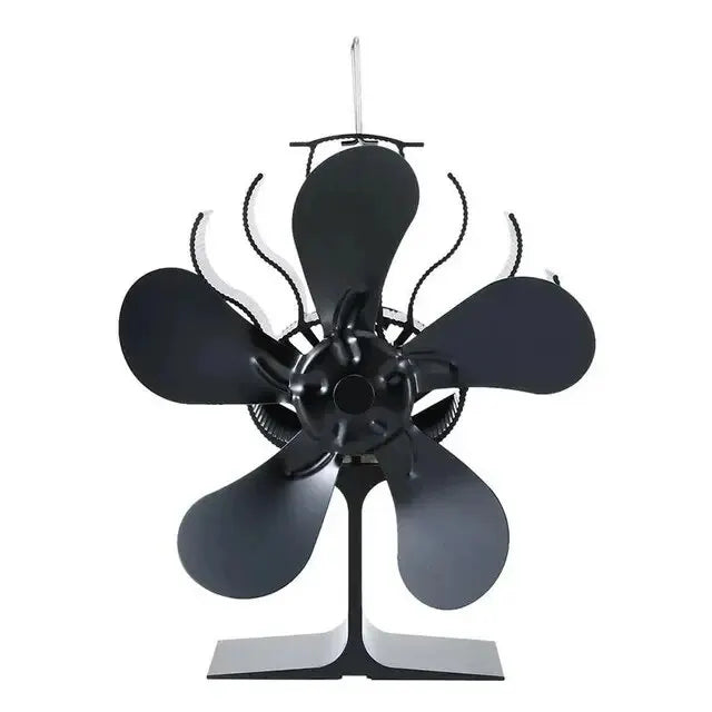 5-Blade Heat Powered Stove Fan for Wood Log Burner Fireplace Quiet Environmental Fan Heater Tool Efficient Heat Distribution Peaceful Pleasures Health and Wellness Stove Fan
