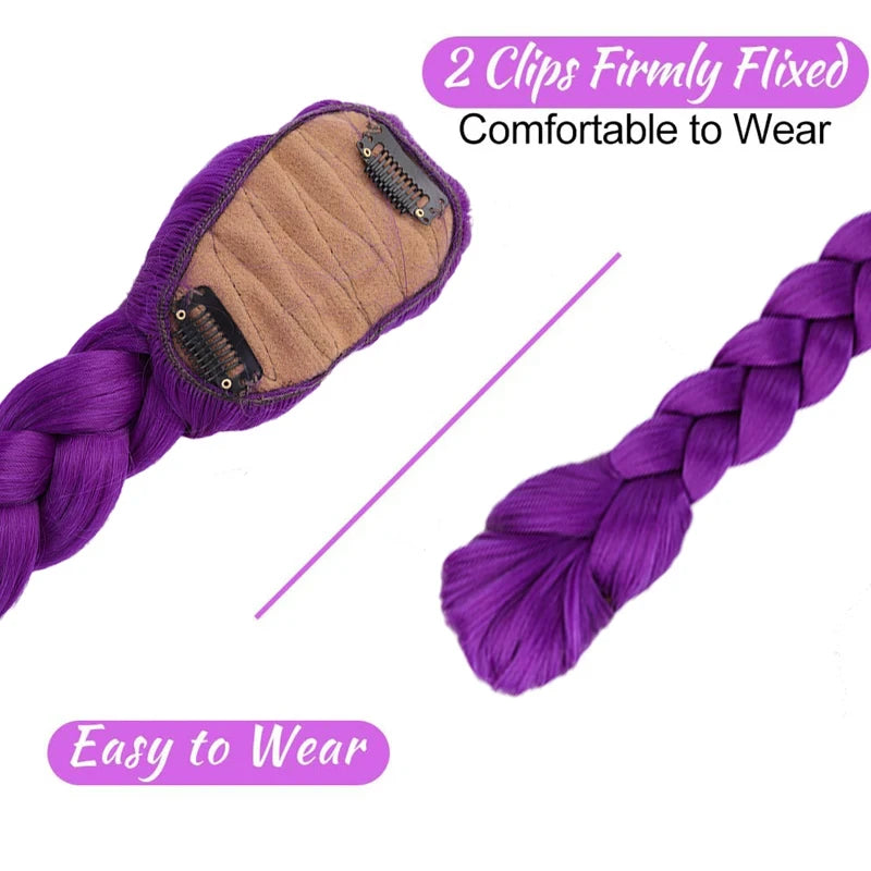 26-inch synthetic woven purple hair ponytail cosplay costume hairstyle for children girls Halloween Christmas Peaceful Pleasures Health and Wellness