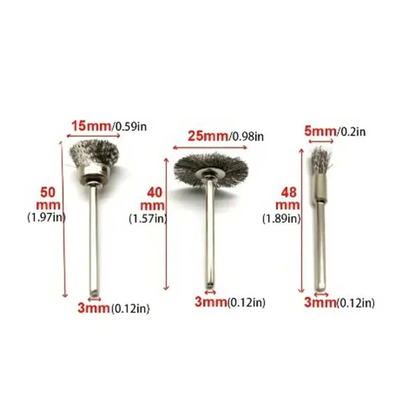 9pcs Steel Wire Brass Brush Rotary Tool Electric Dremel Drill Bit Polishing Grinding Wheel T-shaped Brush Accessories Peaceful Pleasures Health and Wellness
