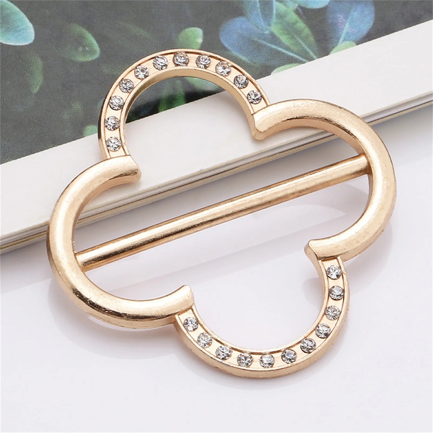 New Fashion Corner Hem Waist Knotted Brooches Crystal Pearl Metal Hijab Scarf Ring Button Shirt T-shirt Fixed Buckle Accessories Peaceful Pleasures Health and Wellness I One Size