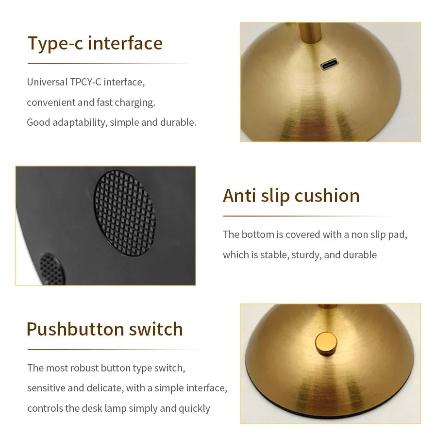 Rechargeable Crystal LED Table Lamp – 3-Color Dimmable Touch