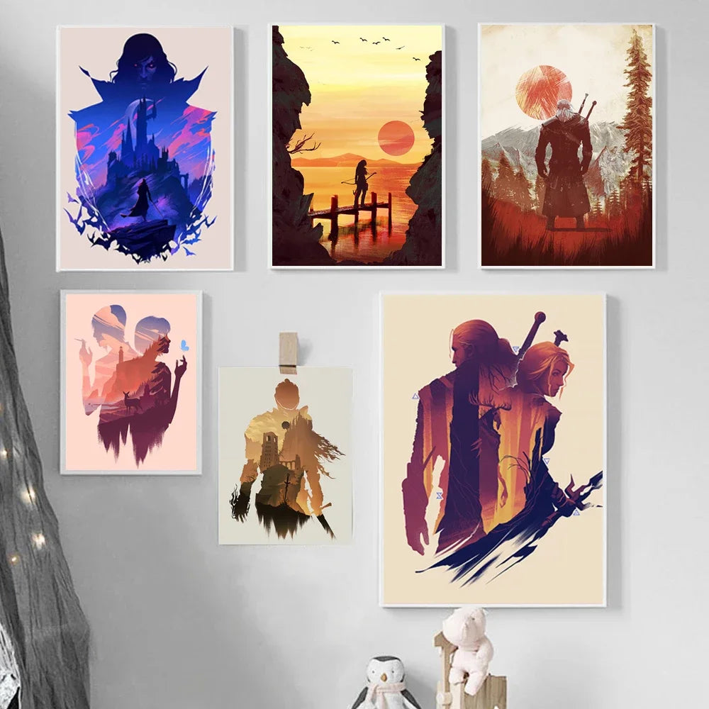 Game Art Canvas Poster – Witcher, Horizon Zero Dawn, Knight Wall Art Canvas Wall Art Peaceful Pleasures Health and Wellness