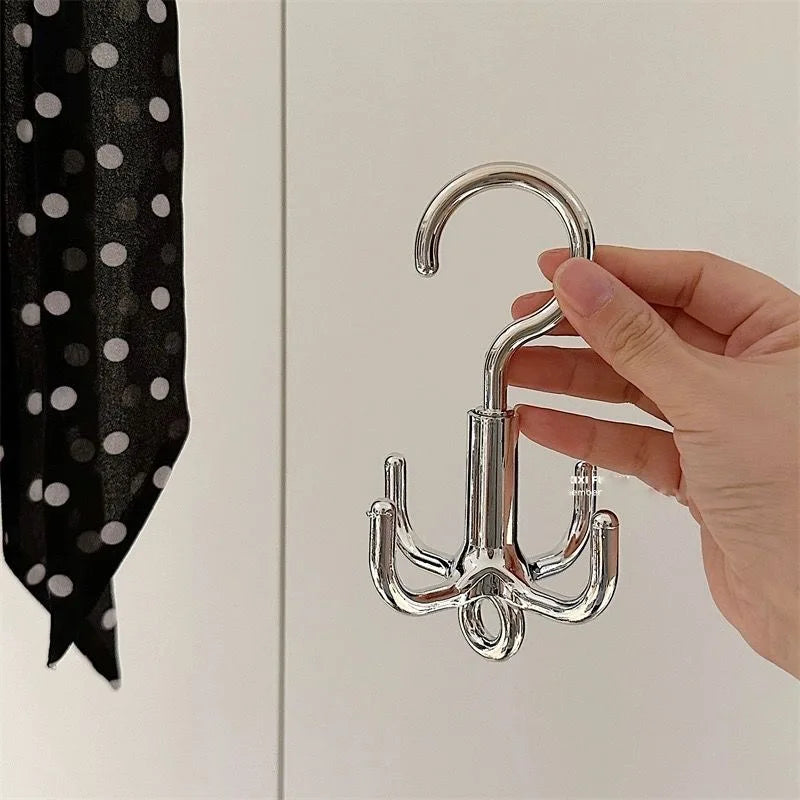 2pcs Multifunctional Rotating Clothes Hook Punch Free 4 Claws Rotation Coat Hanger Belt Organizer Scarf Storage Rack Wardrobe Peaceful Pleasures Health and Wellness