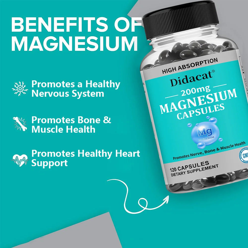 Magnesium Citrate Capsules, Mineral Daily Nutritional Supplement Supports Muscle Nerve Bone Cardiovascular & Night Rest Wellness Peaceful Pleasures Health and Wellness