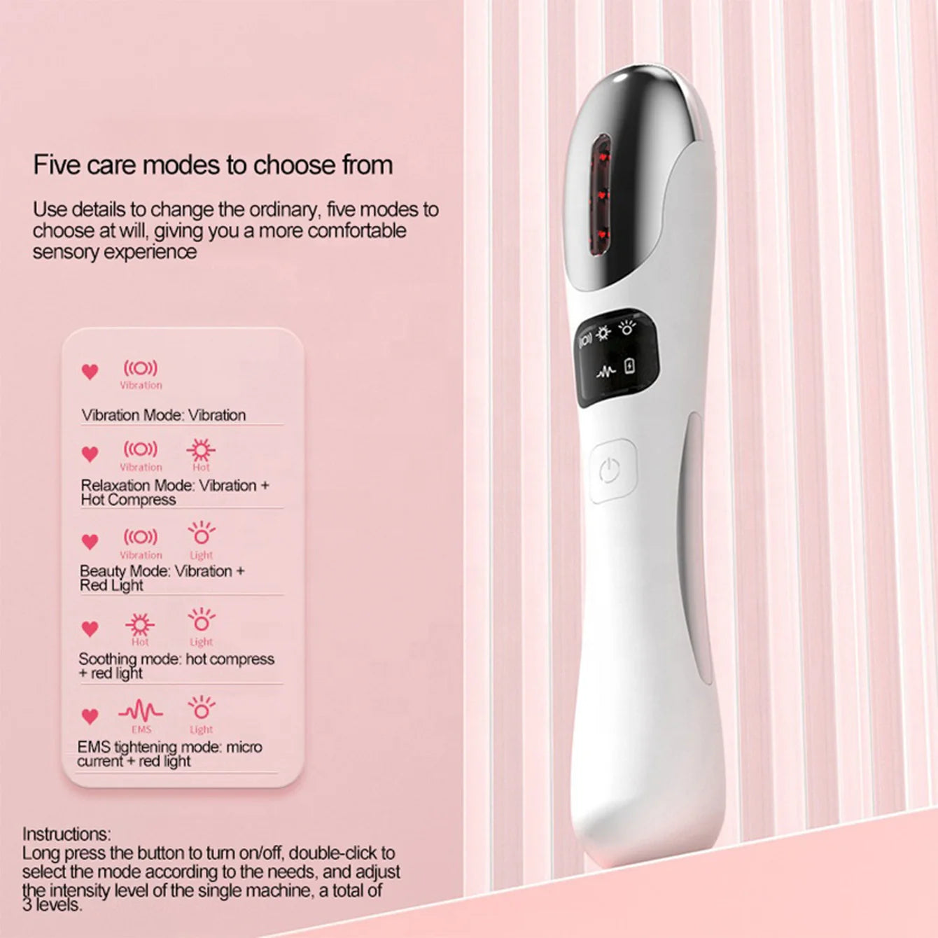 Vibrating Red Light Eye Lift Wand Electric EMS Eye Massager for Dry Eyes, Dark Circles and Puffiness Peaceful Pleasures Health and Wellness