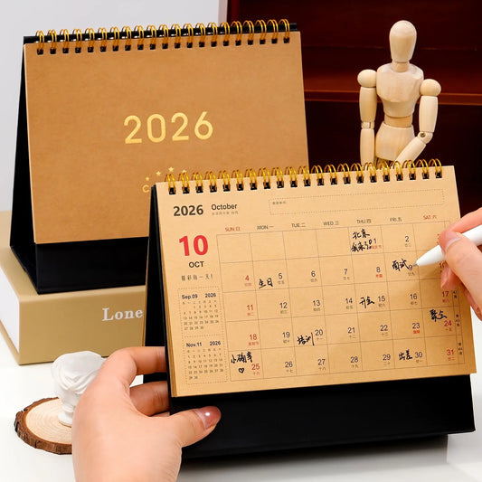 2025-2026 Vintage Desk Calendar | Bilingual Monthly Planner Desk Calendar Planner Peaceful Pleasures Health and Wellness