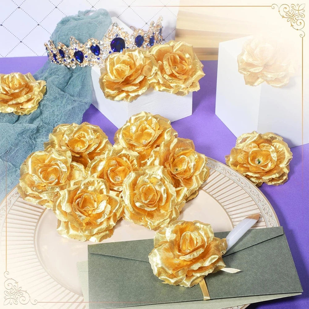Artificial Silk Rose Flower Heads 25/50pcs – Wedding & Decor