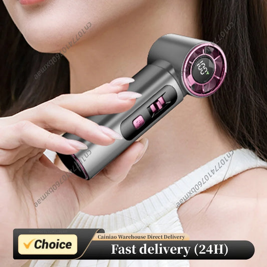 Portable Handheld Turbo Fan Rechargeable Personal Fan 100 Speeds LED Display Cooling Fan Travel Essentials Gifts for Women Men Peaceful Pleasures Health and Wellness