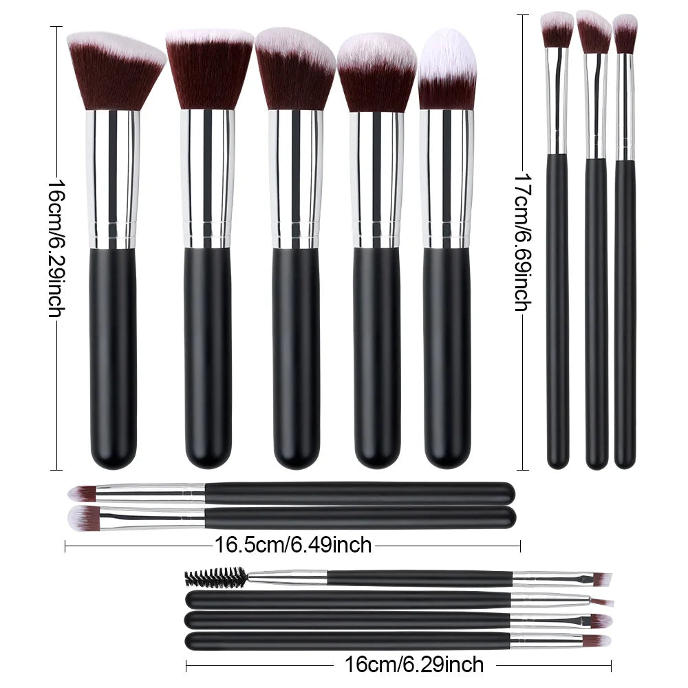 Professional Makeup Brush Set 14/16Pcs – Contour, Blush & Powder