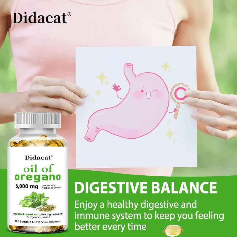 Oregano Oil Softgels Capsules - Contains Black Seed Oil, Promotes Digestion & Intestinal Health, Antioxidant, Improve Immunity H Peaceful Pleasures Health and Wellness