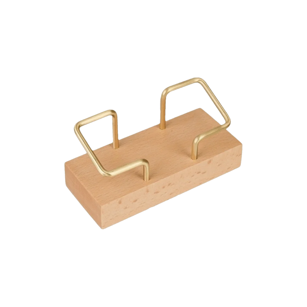 Tabletop Shelf Business Card Holder Walnut Wood Beech Wood Cards Display Stand Card Storage Metal Wooden Card Holder Manager Peaceful Pleasures Health and Wellness Beech