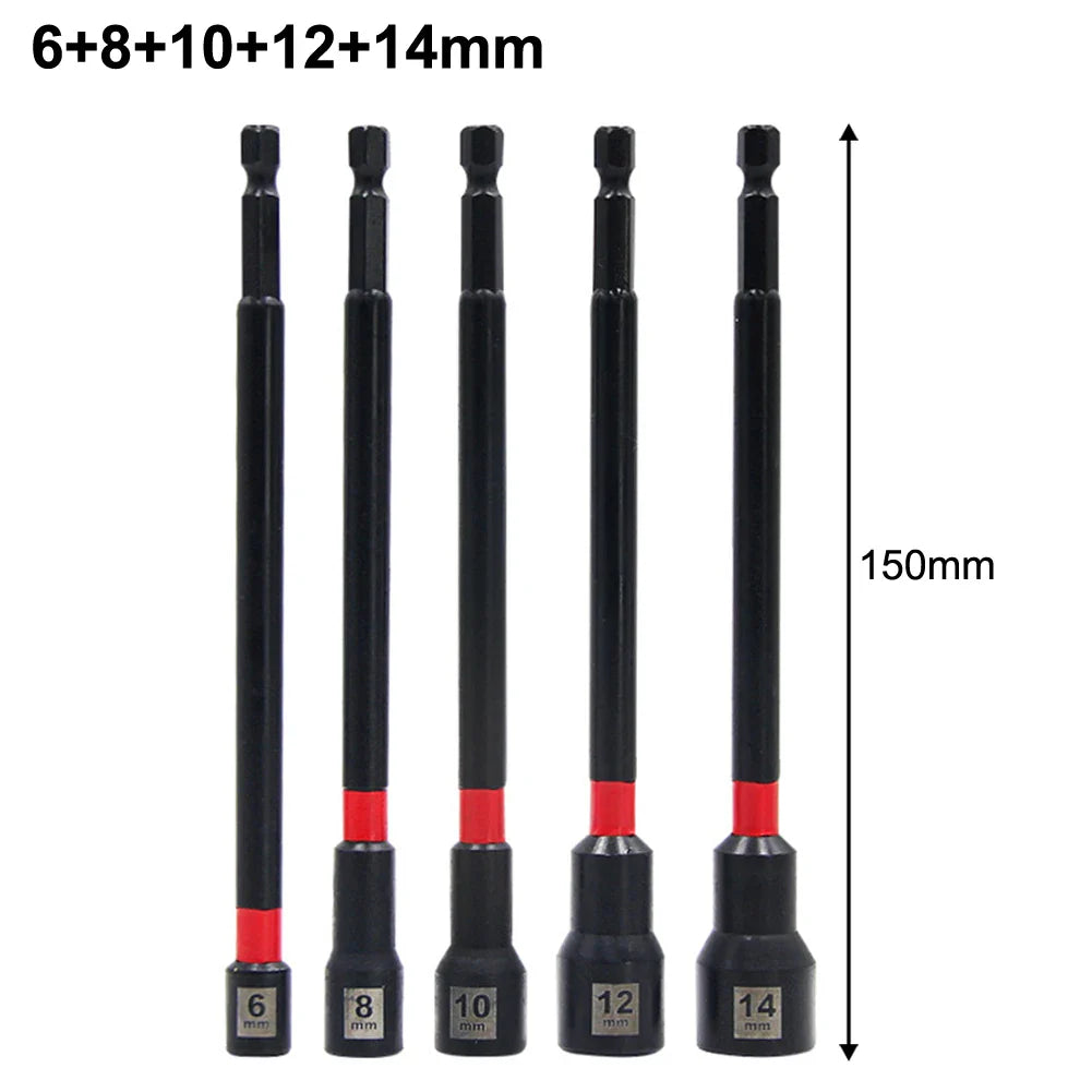 5-Pc Magnetic Long Nut Driver Set 6–14mm | Impact Drill Bits