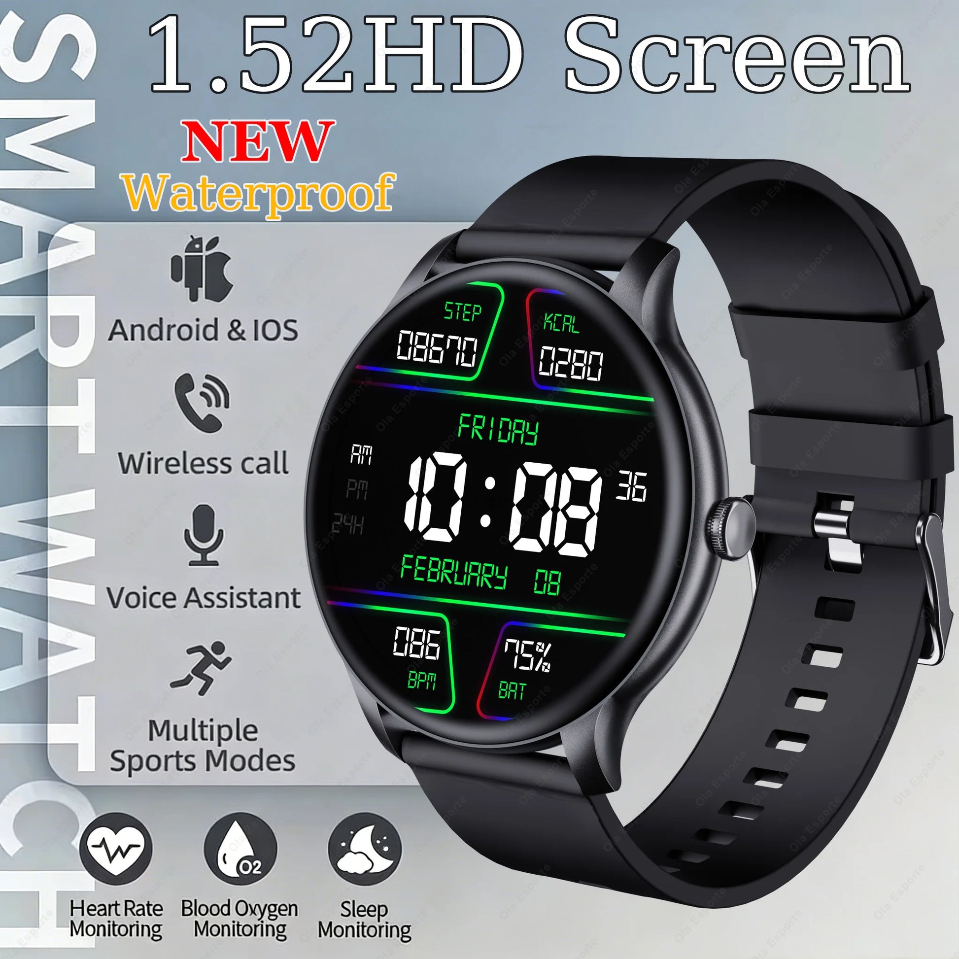 Smart Watch Women Men Full Touch Screen Bluetooth Call Smartwatch Waterproof Sports Fitness Tracker Watches for Android iOS New Peaceful Pleasures Health and Wellness