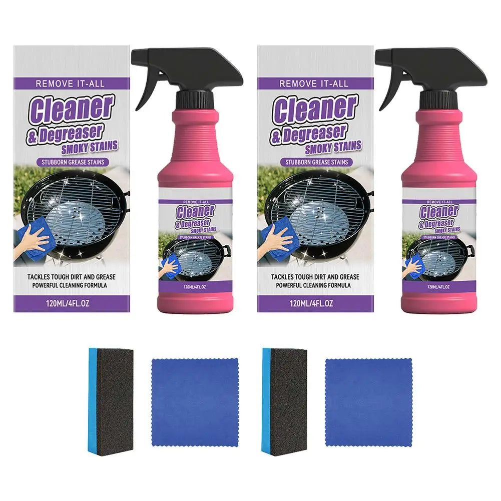 Heavy Duty Grill Degreaser Spray Fast-Acting Kitchen Oil Stain Remover 120ml Powerful Foam Cleaner for Oven Hood Stove BBQ Grill Peaceful Pleasures Health and Wellness 2pcs