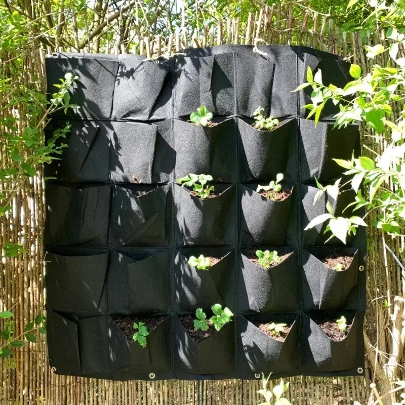 Vertical Wall Hanging Felt Planter Bag | Multi-Pocket Grow Bag