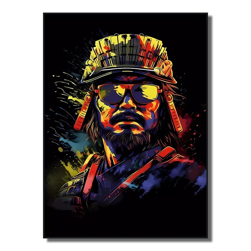 Neon Red Video Game Character Canvas Wall Art | Unframed Poster