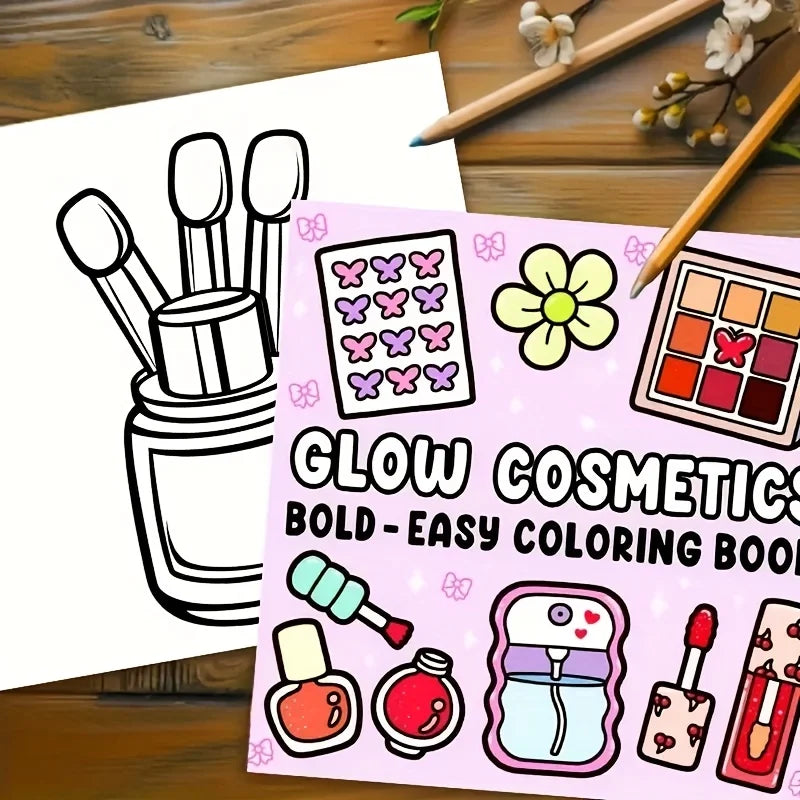 Glow Cosmetics Bold Easy Coloring Book Adult Teen Makeup Theme