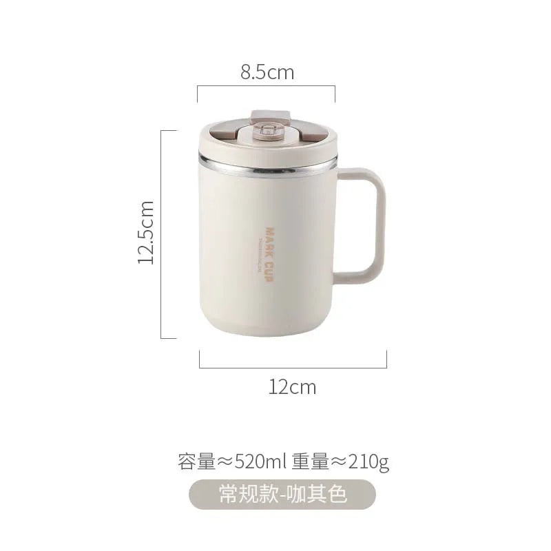 2026 Hot 520ML Insulated Coffee Mug with Handle, Shatterproof 304 Stainless Steel Coffee Mug, Double Wall Vacuum Water Cup Peaceful Pleasures Health and Wellness Regular khaki 501-600ml