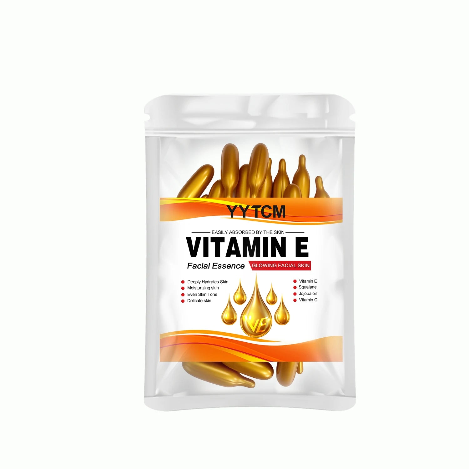 Vitamin E Deep Moisturizing Capsule Essence, Hydrates and Smooths Skin, Contains Plant-Based Squalane, Vitamin C, Deep Hydration and Skin Brightening Essence (0.4Gx30 Capsules)/Bag-1 Bag Peaceful Pleasures Health and Wellness 1 Bag