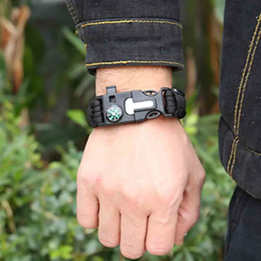 (No flint) Outdoor Survival Umbrella Rope SOS Bracelet Emergency Rescue Bracelet Compass Sport Tactical Whistle Bracelets Peaceful Pleasures Health and Wellness