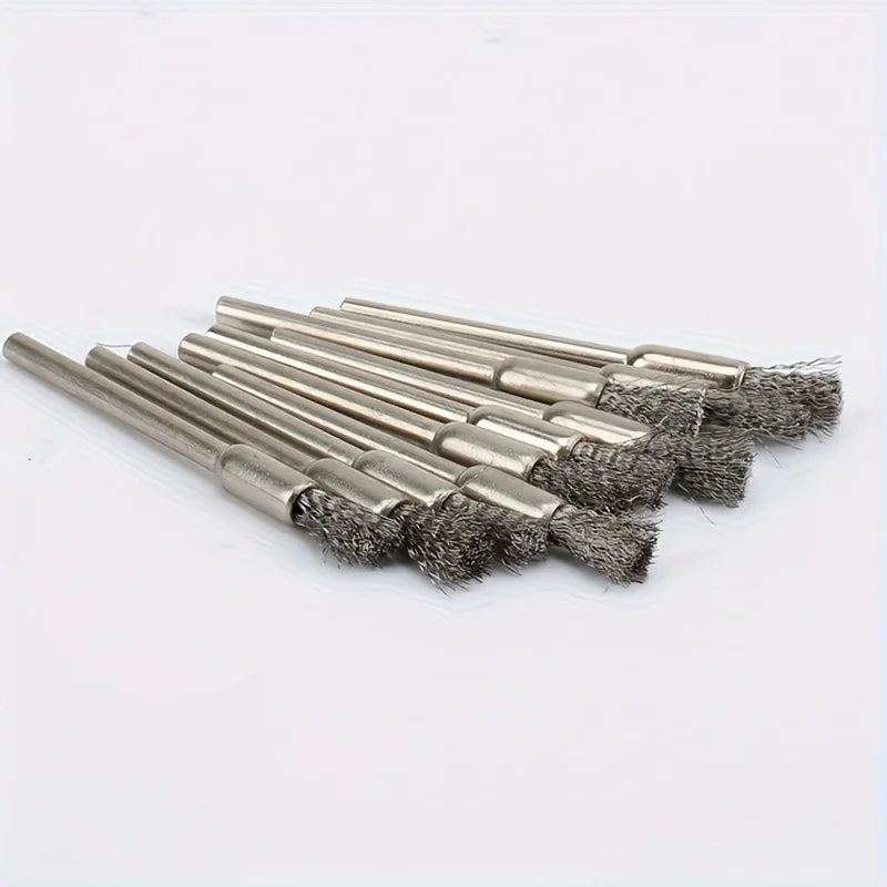 12-Piece Stainless Steel Wire Brush Round Handle Uncharged Cleaning