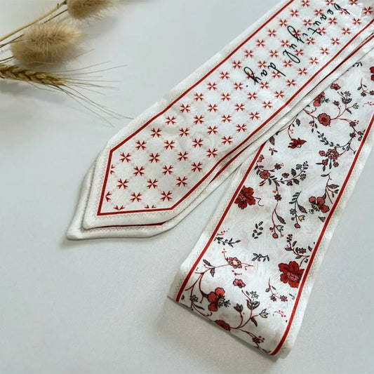 Floral Satin Ribbon Scarf – Long Thin Hair & Bag Accessory Ribbon Scarf Oasis Select