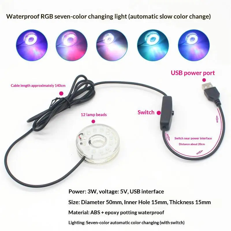 USB LED Submersible Aquarium Light – Colorful Waterproof Lamp