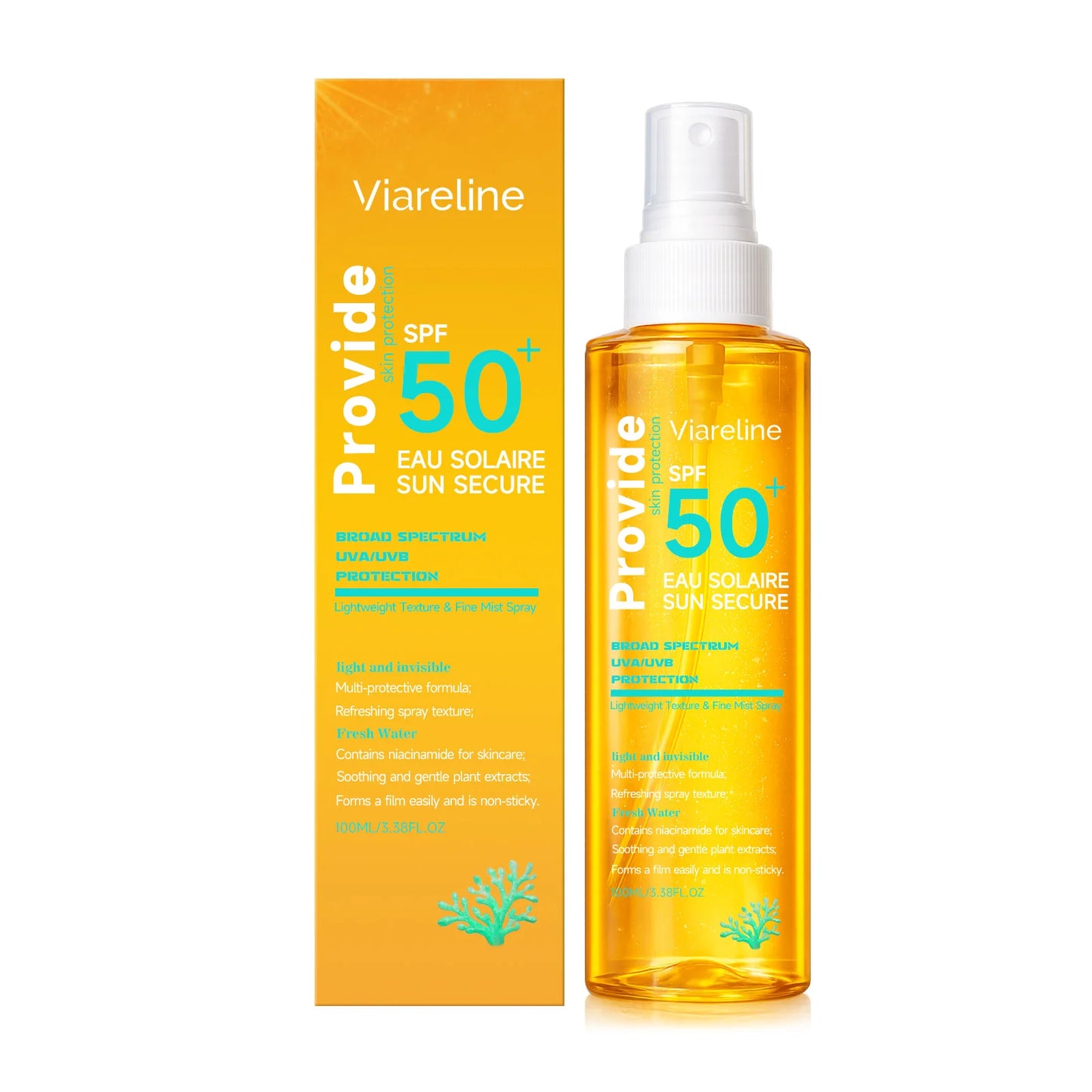 100ML Spf50 Sunscreen Spray Non-stciky Protect Skin Moisturizing Enhance Smoothness Refreshing Prevent Sunburn Sunscreen Spray Peaceful Pleasures Health and Wellness 100g