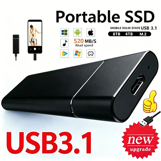 EOENKK 8TB 16TB USB 3.2 Type-C Portable External SSD Drive Portable External SSD Peaceful Pleasures Health and Wellness