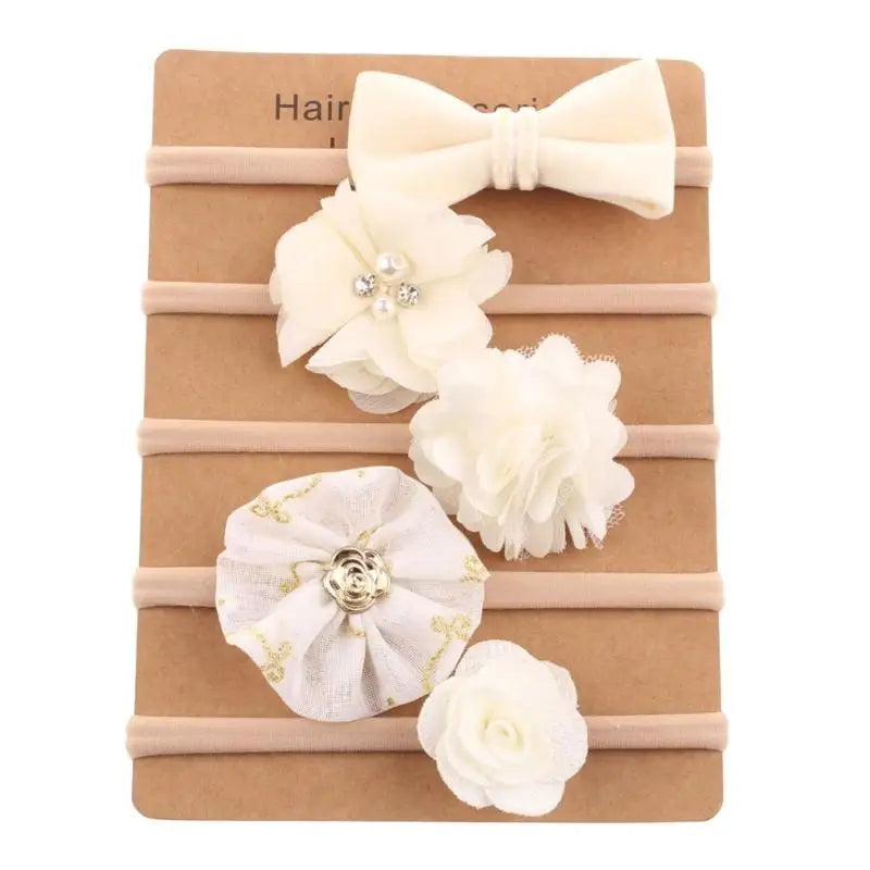 Baby Nylon Headbands Set of 5 | Soft Breathable Girls Hair Bands