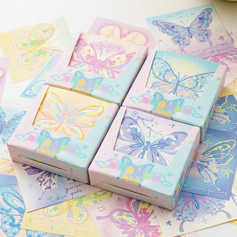 Hand Drawn Butterfly Sticky Notes Pink Origami Handmade Non-sticky