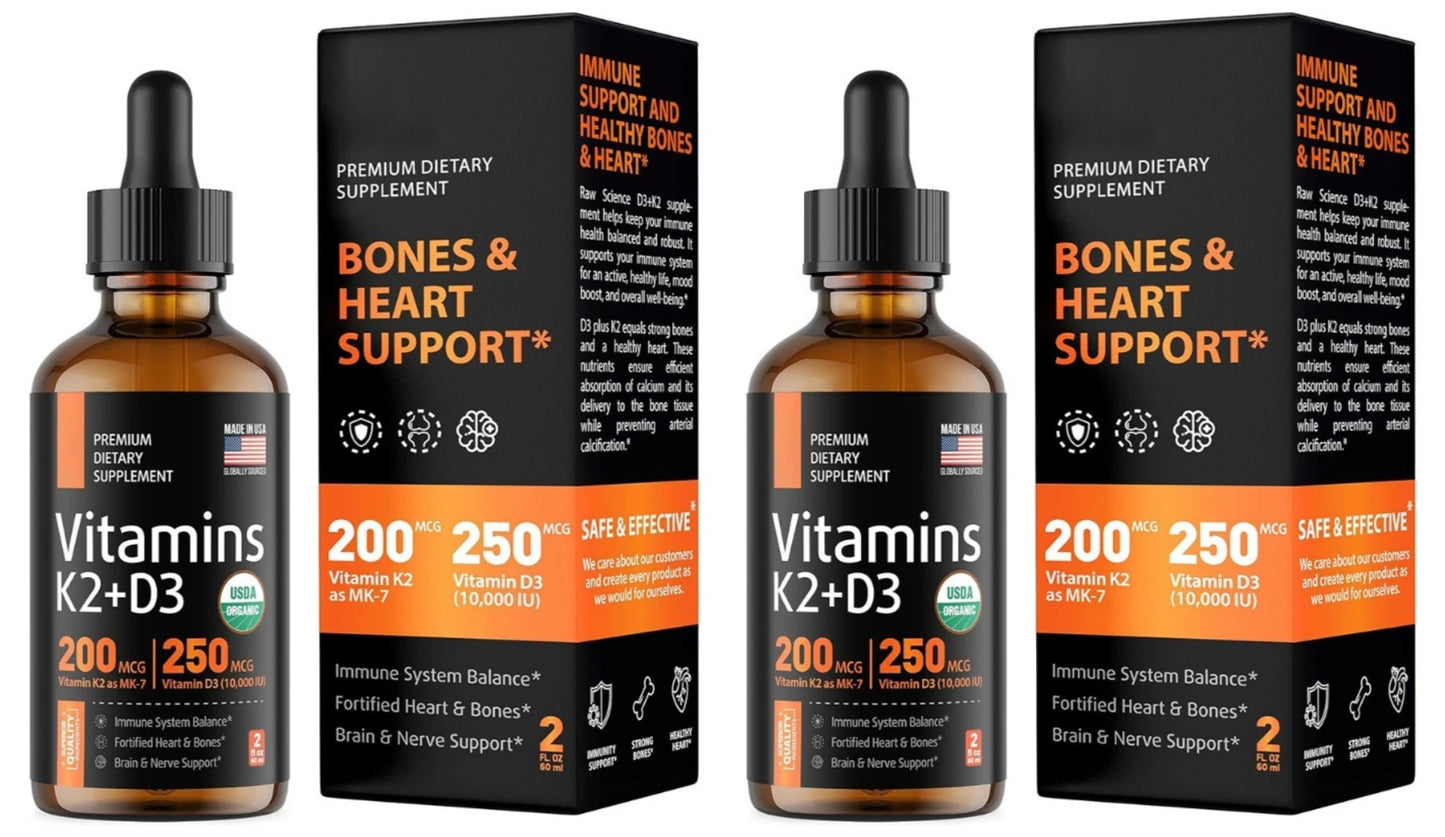 Vitamin D3 K2 Drops 5000 IU + 200mcg MK-7 | MCT Oil | 60ml