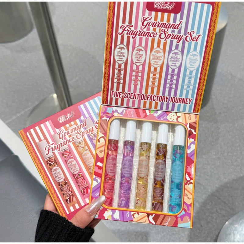 Gourmand Fragrance Spray Set 5-piece Vanilla Scent Perfume Kit Long-lasting Fresh Light Scents Portable Dating Eau De Toilette Peaceful Pleasures Health and Wellness