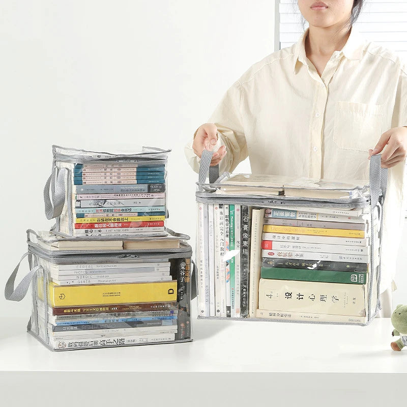 Foldable Book Box Student Dormitory Classroom Organizer Transparent