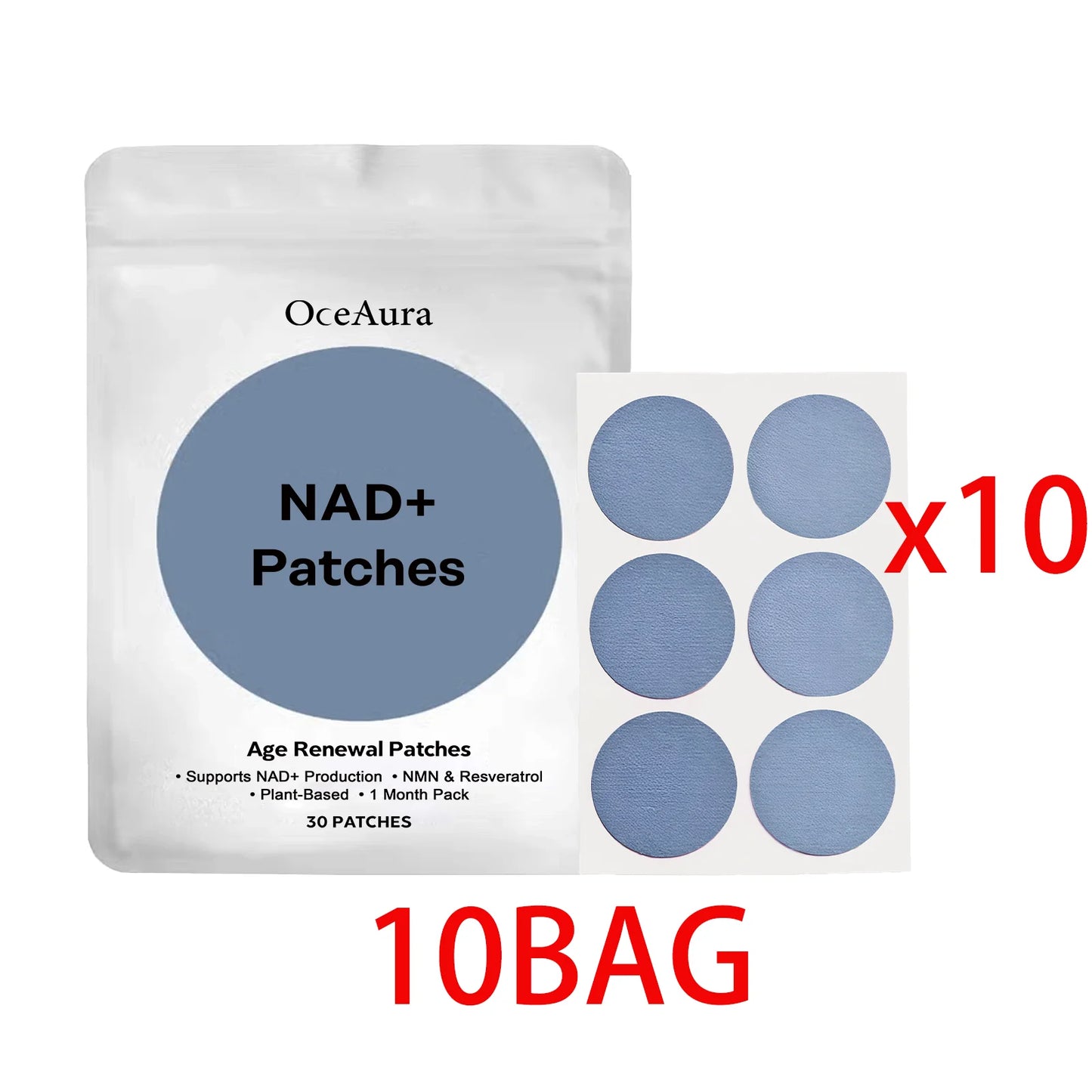 OceAura NAD+ Hydrating Body Patches | 30pc Moisturizing Skin Care