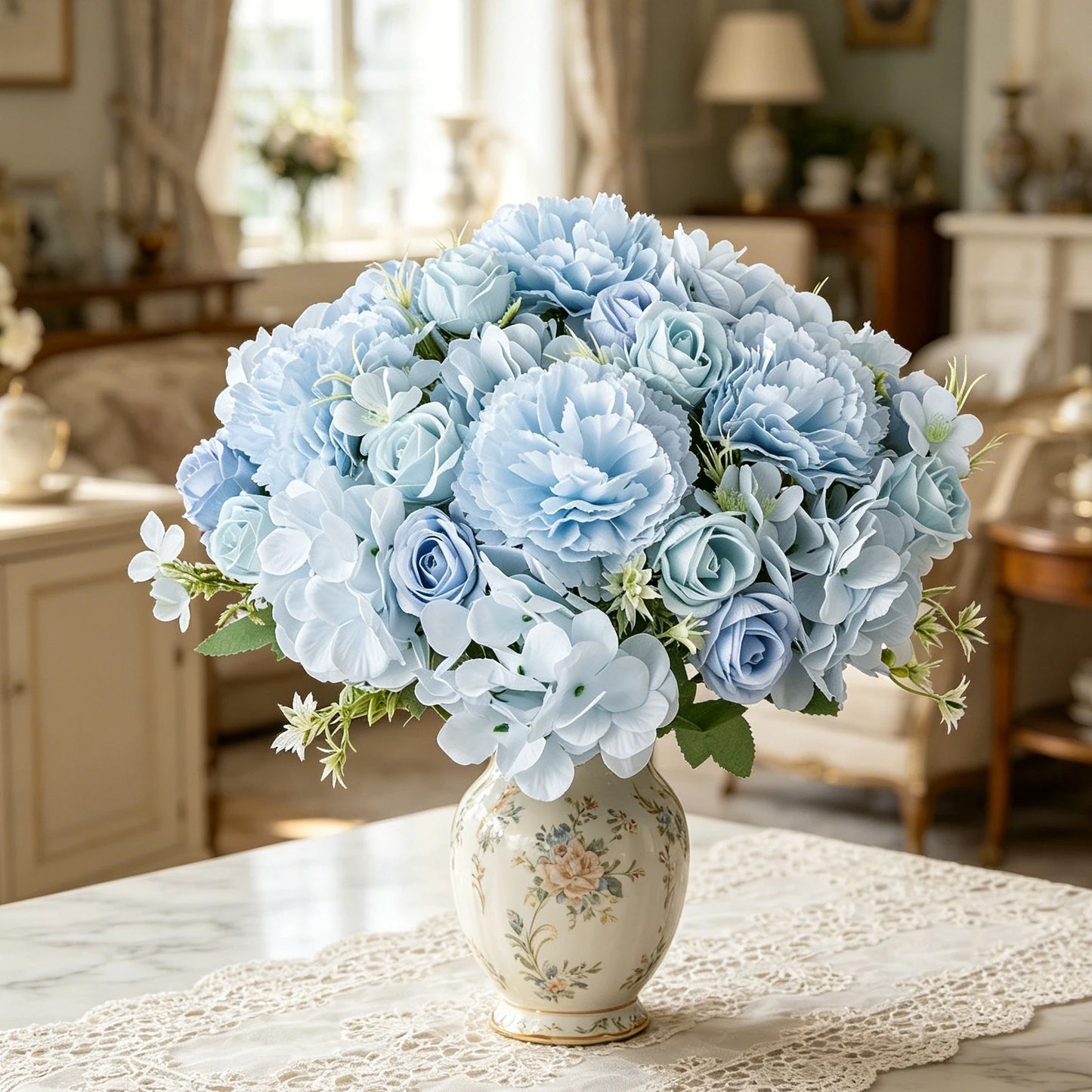 Silk Artificial Carnation Rose Bouquet | Wedding & Home Decor
