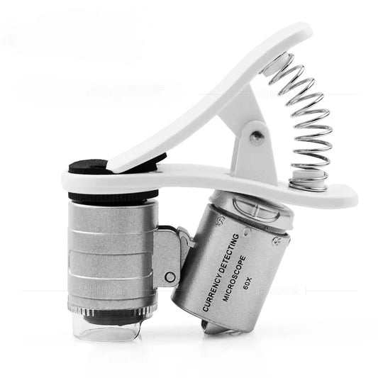 60X Mini Microscope Mobile Phone Microscope Magnifier Universal Clip-On Phone Magnifying Len for Coins Currency Peaceful Pleasures Health and Wellness 60x