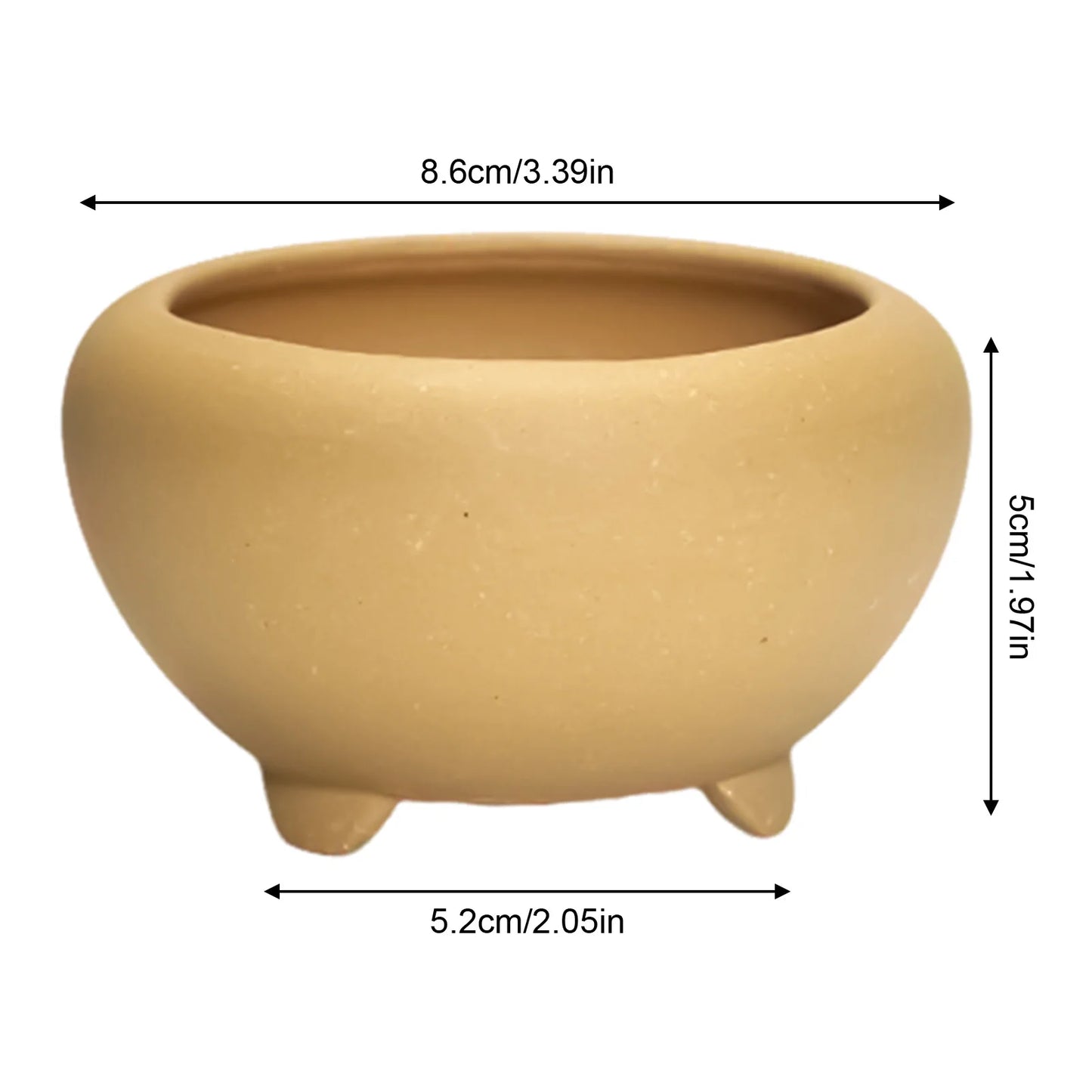 Round Ceramic Succulent Planter Pot | Sandstone Bonsai Desktop Decor