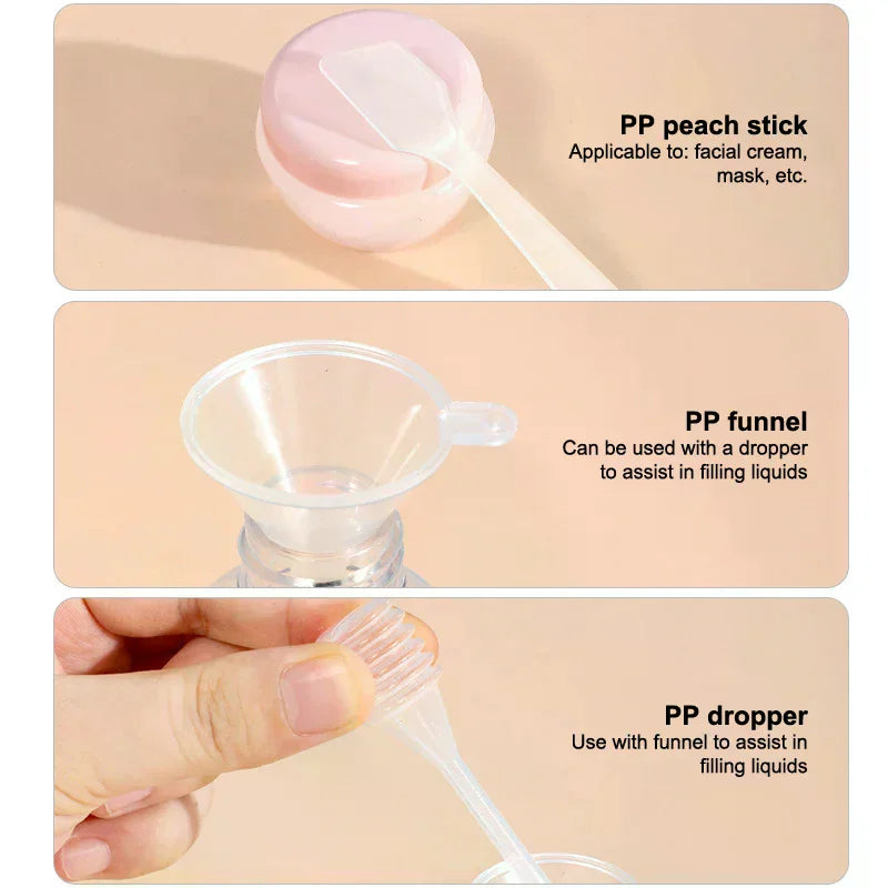 11Pcs/Set Travel Refillable Bottle Cosmetic Lotion Toner Spray Shampoo Essentials Cream Bottle Empty Container For Toiletries Peaceful Pleasures Health and Wellness