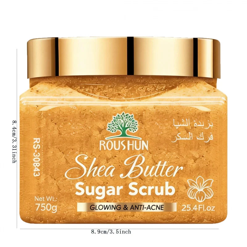 ROUSHUN Shea Butter sugar scrub Large Capacity Family Pack Body Scrub Gentle Deep Cleansing Skin Peaceful Pleasures Health and Wellness