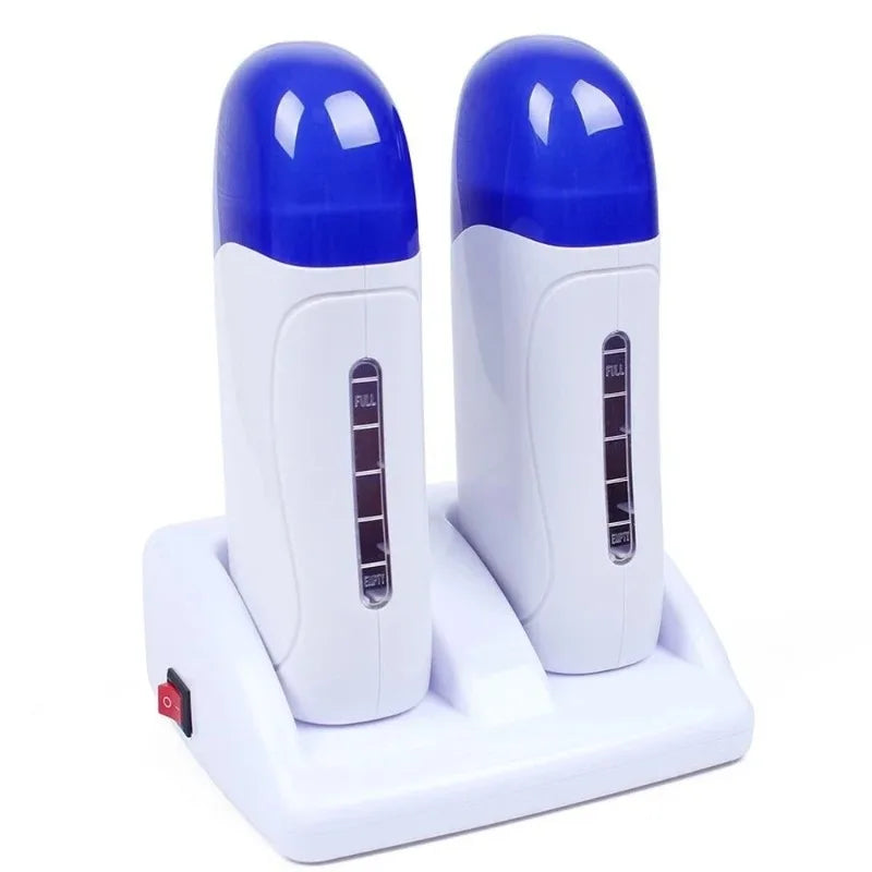 EU Plug Electric Double Wax Heater Epilator Cartridge Wax Roller Base Roll on Waxing Refillable Hair Removal Machine Depilatory Peaceful Pleasures Health and Wellness